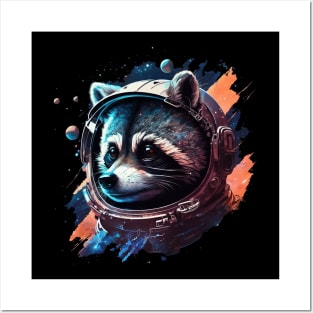 raccoon in space Posters and Art